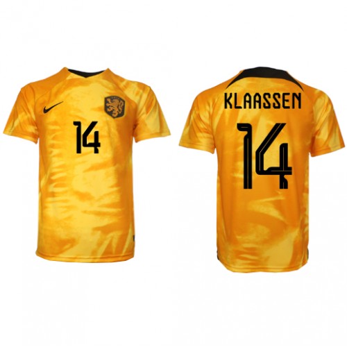 Netherlands Davy Klaassen #14 Replica Home Shirt World Cup 2022 Short Sleeve